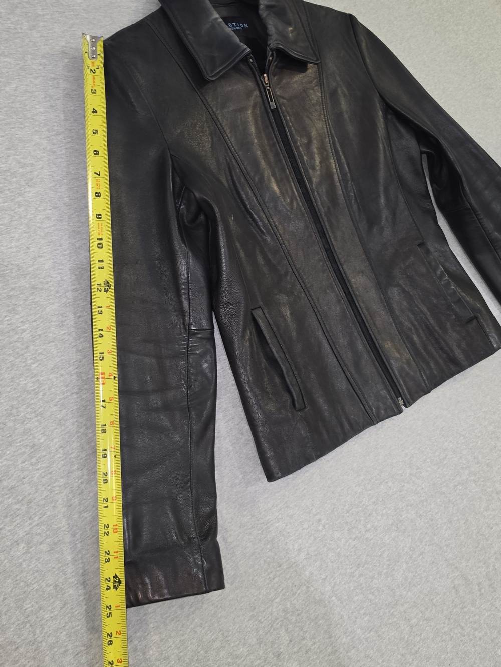 Kenneth Cole Reaction Black Leather Zip-Front Jacket - Picture 16 of 16
